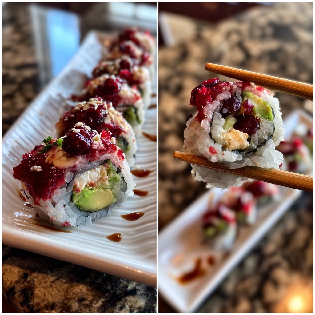 Festive Sushi Roll with Cranberry