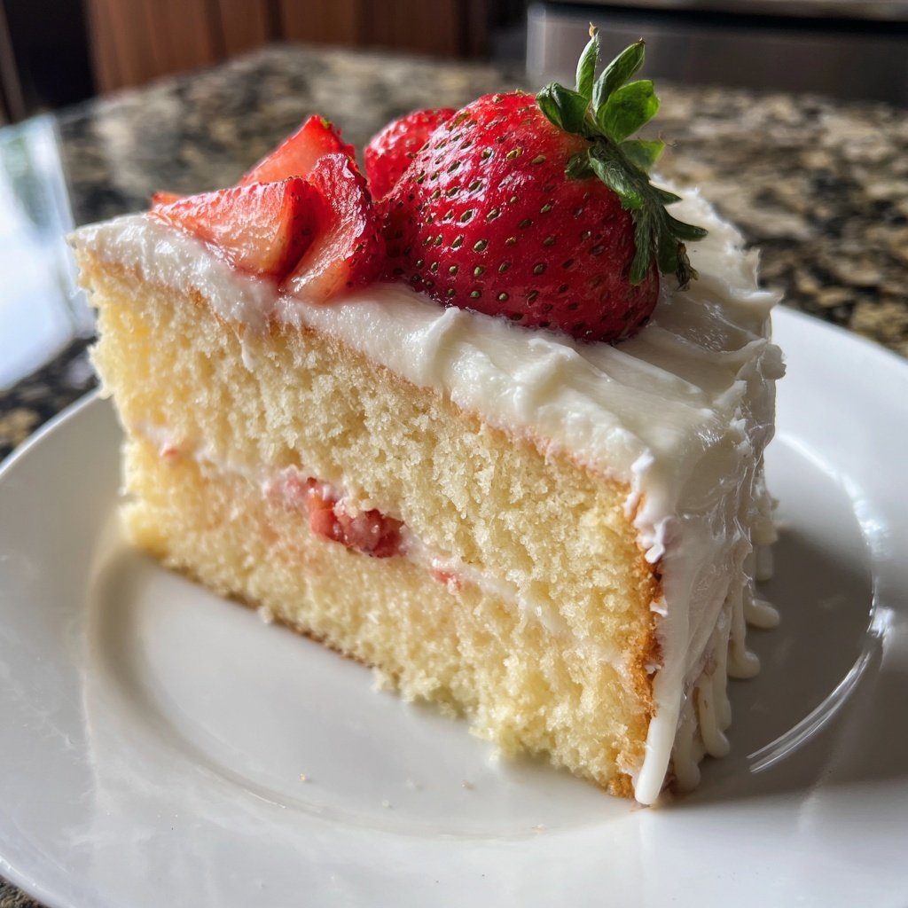Soft & Fluffy Strawberry White Cake Recipe