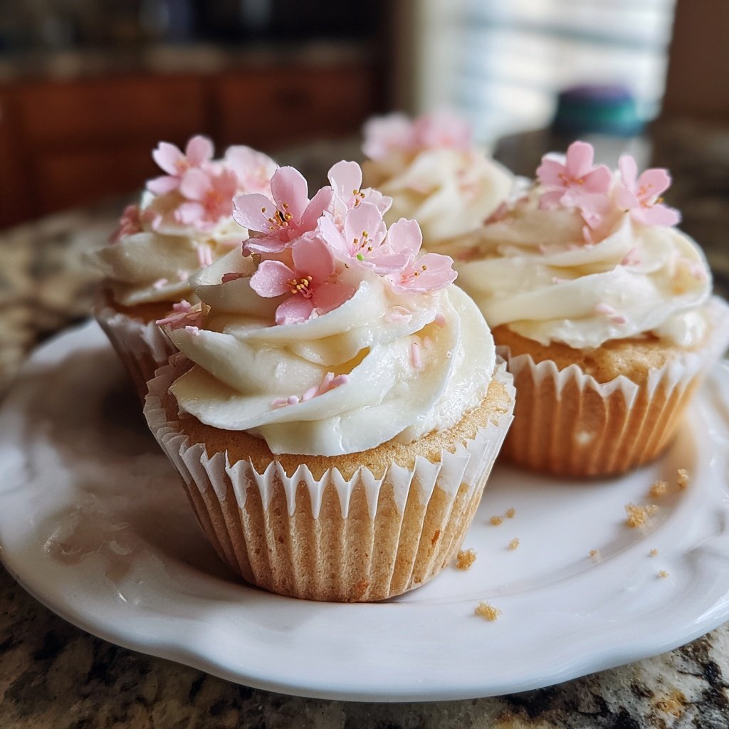 Cherry Blossom Cupcakes with Buttercream