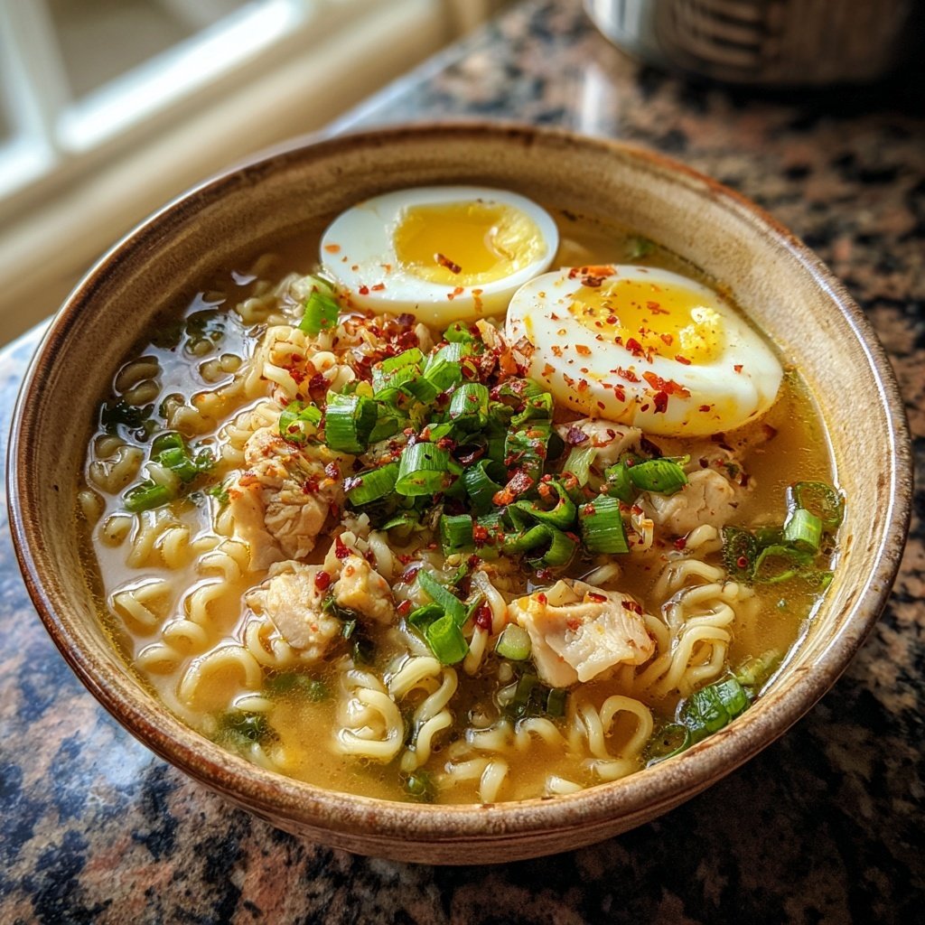 Spicy Chicken Ramen with Soft-Boiled Egg