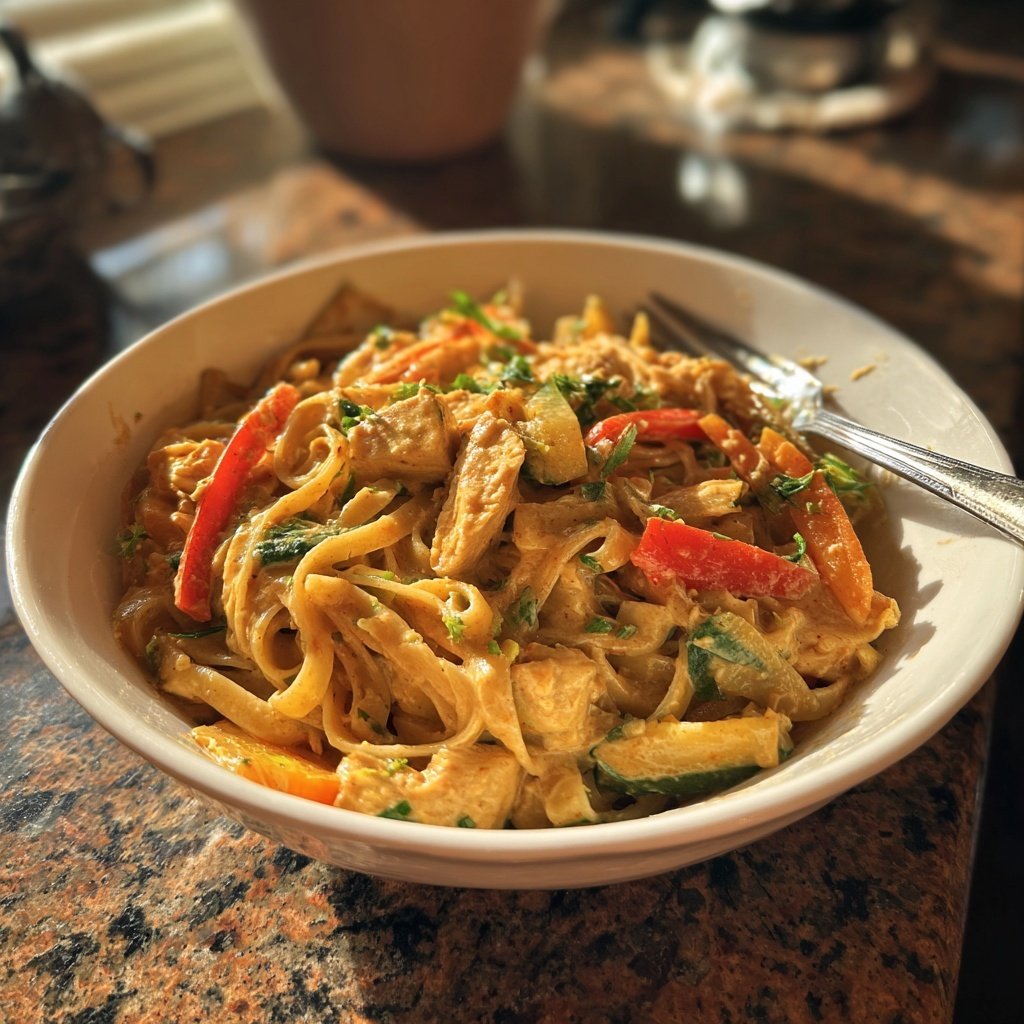 Thai Peanut Chicken Noodles Bowl