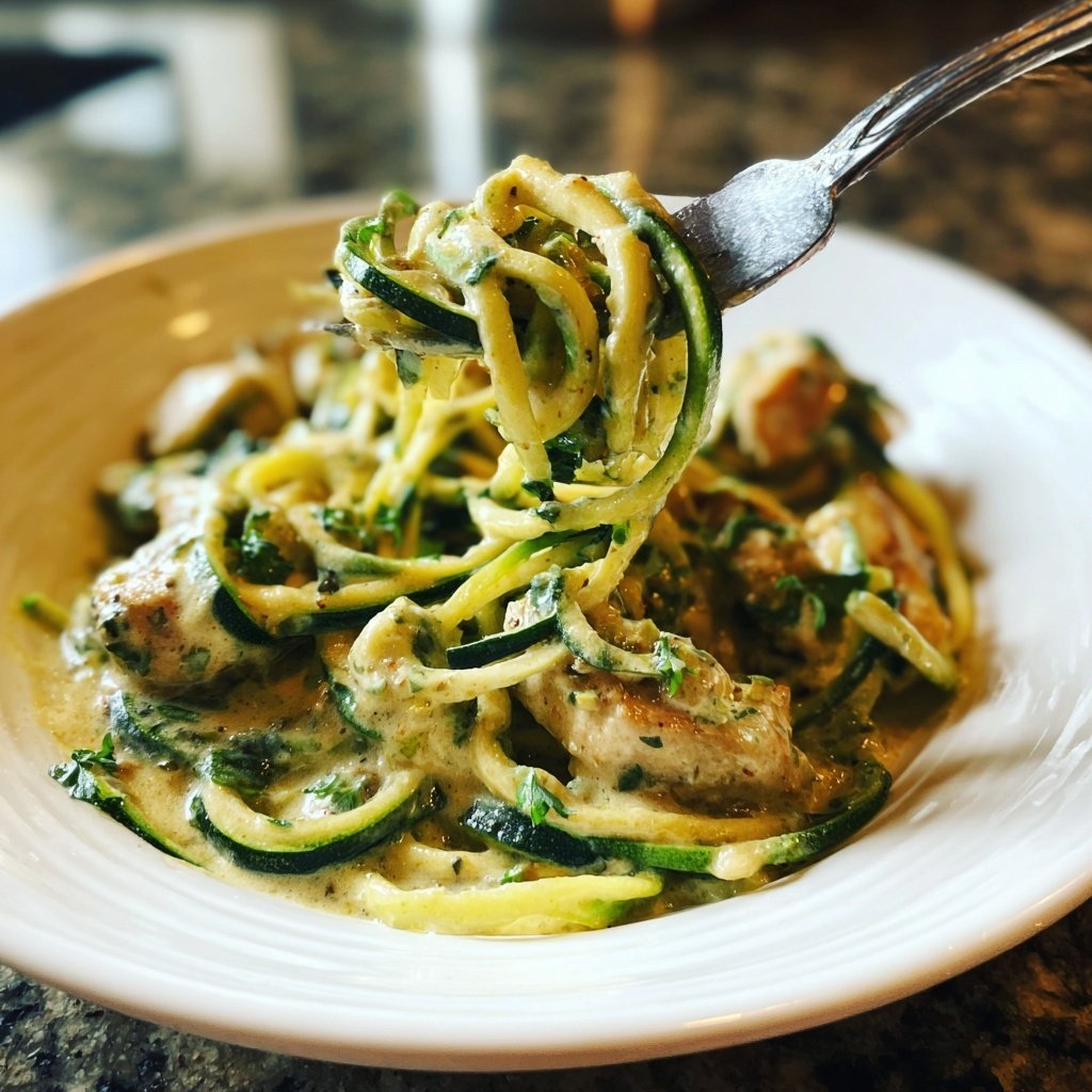 Creamy Chicken and Zucchini Zoodles