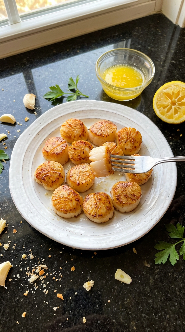 Seared Scallops with Garlic Lemon