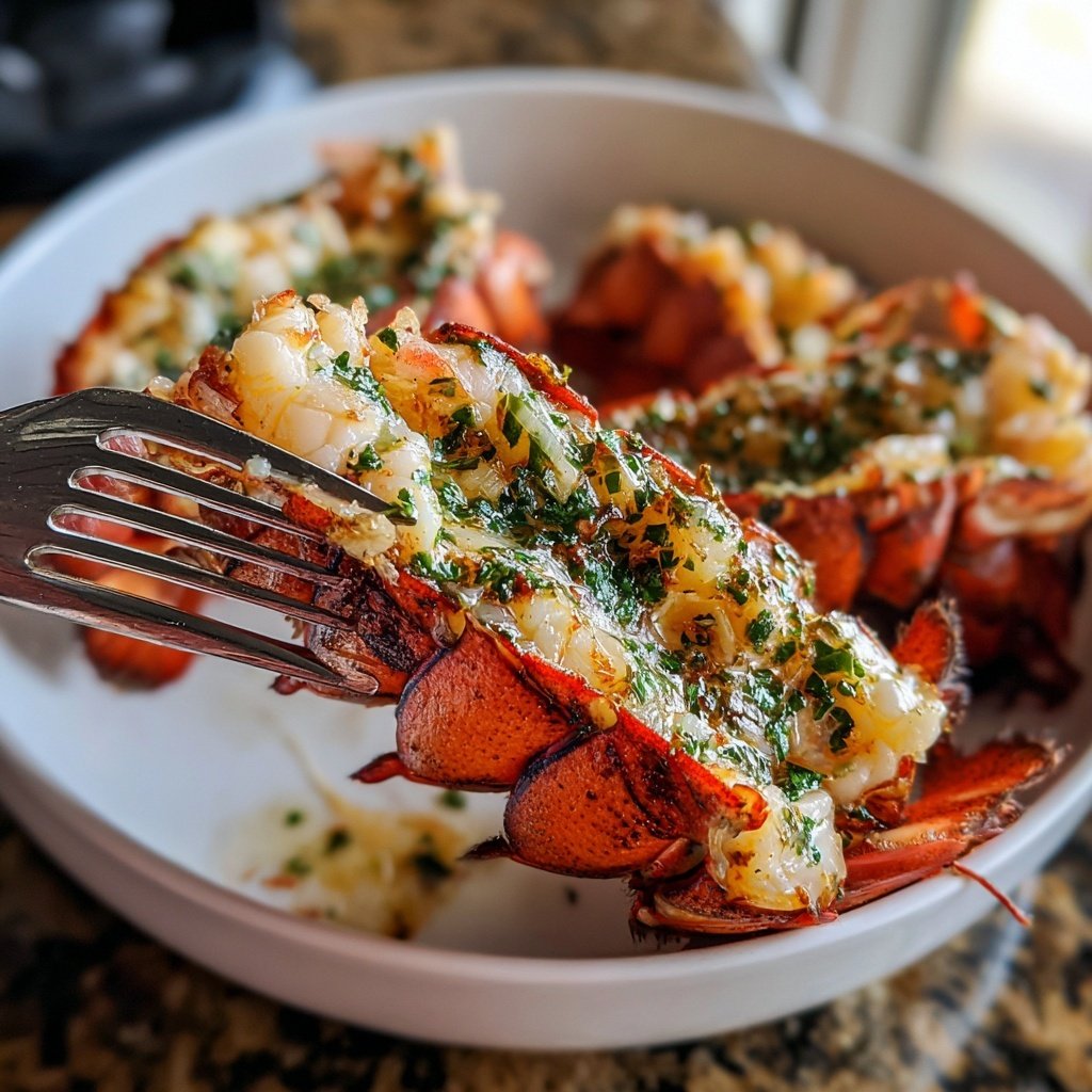 Grilled Lobster Tails Garlic Herb