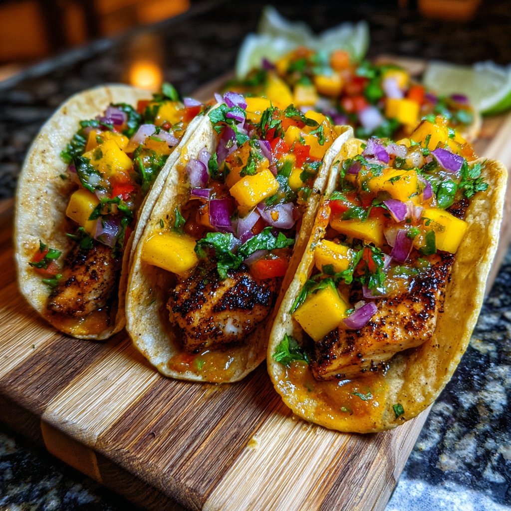 Spicy Mango Chicken Tacos
