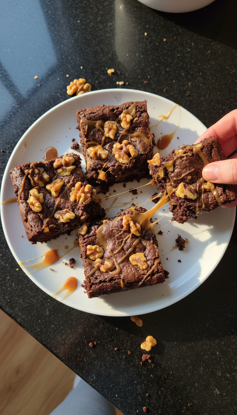 Nutty Caramel Sourdough Brownies
