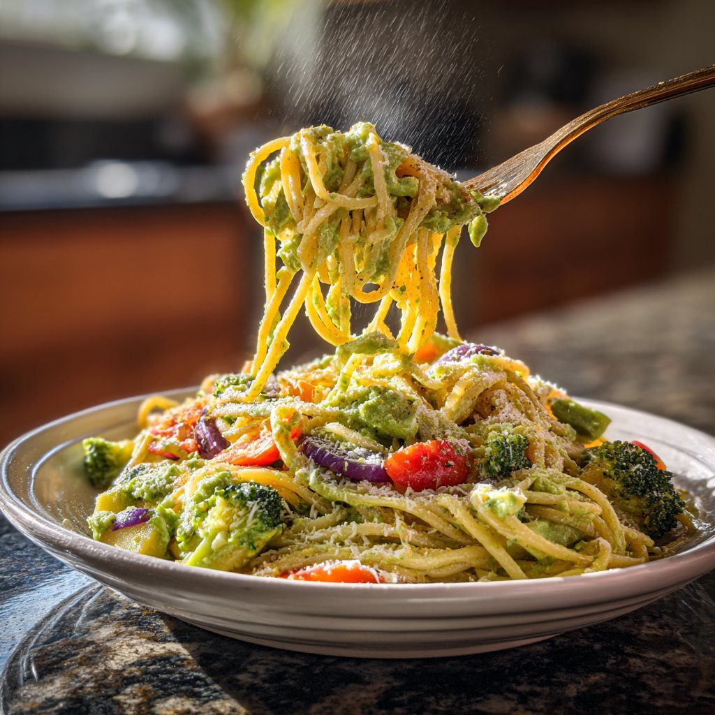 Pasta Primavera with Avocado Cream