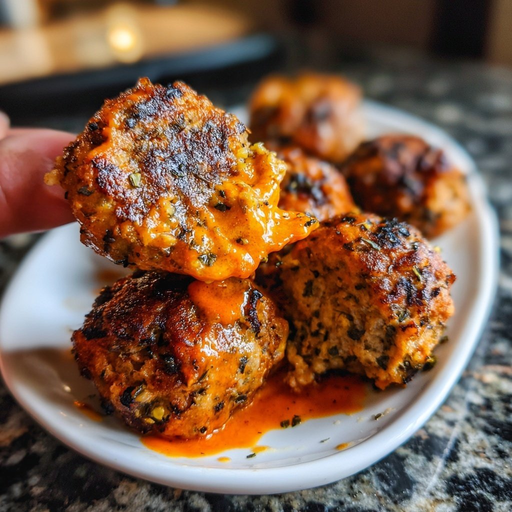 Buffalo Chicken Meatballs with Sauce